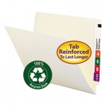 Smead 100% Recycled End Tab Folders, Reinforced Tab, Letter Size, Manila, 100/Box SMD24160
