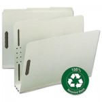 Smead 100% Recycled Pressboard Fastener Folders, Letter Size, Gray-Green, 25/Box SMD15005