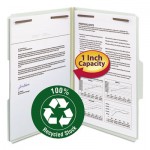 Smead 100% Recycled Pressboard Fastener Folders, Legal Size, Gray-Green, 25/Box SMD20003