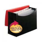 Smead 12-Pocket Poly Expanding File, 0.88" Expansion, 12 Sections, 1/6-Cut Tab, Letter Size, Black/Red SMD70866