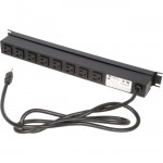 Rack Solutions 15A Horizontal Power Strip, Rear Outlet, 15ft Cord PS19-R8-15-K