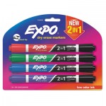 EXPO 2-in-1 Dry Erase Markers, Broad/Fine Chisel Tip, Assorted Colors, 4/Pack SAN1944655