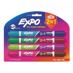 EXPO 2-in-1 Dry Erase Markers, Broad/Fine Chisel Tip, Assorted Colors, 4/Pack SAN1944656