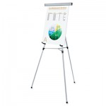 UNV43050 3-Leg Telescoping Easel with Pad Retainer, Adjusts 34" to 64", Aluminum, Silver UNV43050