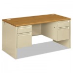 HON 38000 Series Double Pedestal Desk, 60w x 30d x 29-1/2h, Harvest/Putty HON38155CL