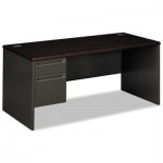 HON 38000 Series Left Pedestal Desk, 66w x 30d x 29-1/2h, Mahogany/Charcoal HON38292LNS