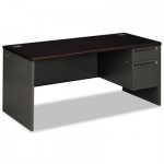 HON 38000 Series Right Pedestal Desk, 66w x 30d x 29-1/2h, Mahogany/Charcoal HON38291RNS