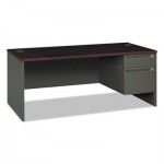 HON 38000 Series Right Pedestal Desk, 72w x 36d x 29-1/2h, Mahogany/Charcoal HON38293RNS
