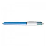 BIC 4-Color Ballpoint Retractable Pen, Assorted Ink, Blue Barrel, 1mm, Medium BICMM11