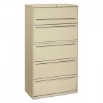 HON 700 Series Five-Drawer Lateral File w/Roll-Out & Posting Shelf, 36w, Putty HON785LL