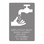 Headline Sign ADA Sign, EMPLOYEES MUST WASH HANDS... Tactile Symbol/Braille, 6 x 9, Gray USS4726