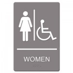 Headline Sign ADA Sign, Women Restroom Wheelchair Accessible Symbol, Molded Plastic, 6 x 9 USS4814