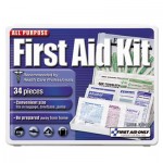 FAO-112 All-Purpose First Aid Kit, 34 Pieces, 3 3/4 x 4 3/4 x 1/2, Blue