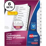 Avery Avery Ready Index 12 Tab Dividers, Customizable TOC, 6 Sets 11824