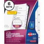 Avery Avery Ready Index 5 Tab Dividers, Customizable TOC, 6 Sets 11821
