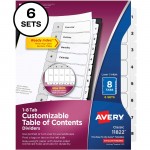 Avery Avery Ready Index 8 Tab Dividers, Customizable TOC, 6 Sets 11822