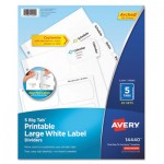 Avery Big Tab Large White Label Tab Dividers, 5-Tab, Letter AVE14440