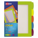 Avery Big Tab Ultralast Plastic Dividers, 5-Tab, 11 x 8.5, Assorted, 1 Set AVE24900