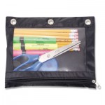 Advantus Binder Pencil Pouch, 10 x 7 3/8, Black/Clear AVT67024