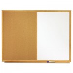 Quartet Bulletin/Dry-Erase Board, Melamine/Cork, 36 x 24, White/Brown, Oak Finish Frame QRTS553