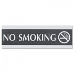 Century Series Office Sign, NO SMOKING, 9 x 3, Black/Silver USS4757