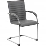 Boss Chrome Frame, Grey Vinyl Side Chair, 2 pack B9536-GY-2