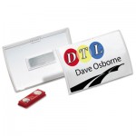 Durable 821519 Click-Fold Convex Name Badge Holder, Double Magnets, 3 3/4 x 2 1/4, Clear, 10/Pk
