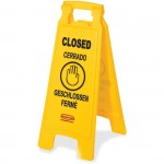 Rubbermaid Commercial Closed Multi-Lingual Floor Sign 611278YWCT