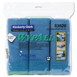 Wypall Cloths w/Microban, Microfiber, 15 3/4 x 15 3/4, Blue, 6/Pack KCC83620