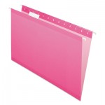 Pendaflex 04153 1/5 PIN Colored Reinforced Hanging Folders, Legal Size, 1/5-Cut Tab, Pink, 25/Box PFX415315PIN