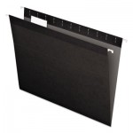 Pendaflex 04152 1/5 BLA Colored Reinforced Hanging Folders, Letter Size, 1/5-Cut Tab, Black, 25/Box PFX415215BLA