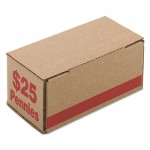 Pm Company Corrugated Cardboard Coin Storage w/Denomination Printed On Side, Red PMC61001