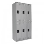 Tennsco Double Tier Locker, Triple Stack, 36w x 18d x 72h, Medium Gray TNNDTS121836CMG