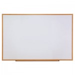 UNV43621 Dry-Erase Board, Melamine, 72 x 48, White, Oak-Finished Frame UNV43621