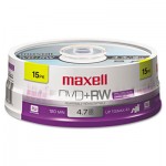 Maxell DVD+RW Discs, 4.7GB, 4x, Spindle, Silver, 15/Pack MAX634046