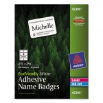 Avery EcoFriendly Adhesive Name Badge Labels, 3.38 x 2.33, White, 160/Box AVE42395