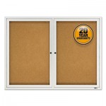 Quartet Enclosed Cork Bulletin Board, Cork/Fiberboard, 48" x 36", Silver Aluminum Frame QRT2124