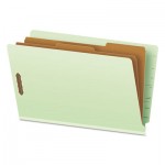 Pendaflex End Tab Classification Folders, 2 Dividers, Legal Size, Pale Green, 10/Box PFX23324