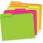 Tops File Folder, 3 Tab Positions, Letter, Glow Assorted, 24/pk 40523