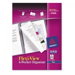 Avery Flexi-View Six-Pocket Polypropylene Organizer, 150-Sheet Capacity, Navy/Blue AVE47696