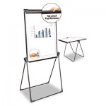 UNV43030 Foldable Double Sided Dry Erase Easel, 28.5 x 37.5, White/Black UNV43030
