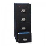 Four-Drawer Vertical File, 17-3/4w x 25d, UL Listed 350   for Fire, Letter, Black FIR41825CBL