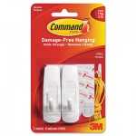 Command General Purpose Hooks, 3lb Capacity, Plastic, White, 2 Hooks & 4 Strips/Pack MMM17001