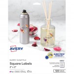 Avery Glossy Clear Square Labels, Sure Feed, 2" x 2" , 120 Labels 22853