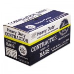 WBI0186470 Heavy-Duty Contractor Clean-Up Bags, 55-60 gal, 3 mil, 32 x 50, Black, 20/Carton WBI186470