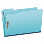Pendaflex Heavy-Duty Pressboard Folders with Embossed Fasteners, Legal Size, Blue, 25/Box PFXFP313