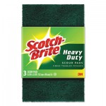Scotch-Brite 223 Heavy-Duty Scour Pad, 3.8w x 6"L, Green, 3/Pack, 10 Packs/Carton MMM22310CT