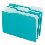 Pendaflex 4210 1/3 AQU Interior File Folders, 1/3-Cut Tabs, Letter Size, Aqua, 100/Box PFX421013AQU