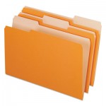 Pendaflex 4350 1/3 ORA Interior File Folders, 1/3-Cut Tabs, Legal Size, Orange, 100/Box PFX435013ORA