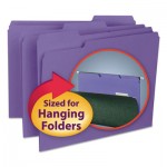 Smead Interior File Folders, 1/3 Cut Top Tab, Letter, Purple, 100/Box SMD10283